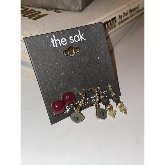The Sak Gold Tone Beaded Trio Earrings Set - Picture 1 of 5